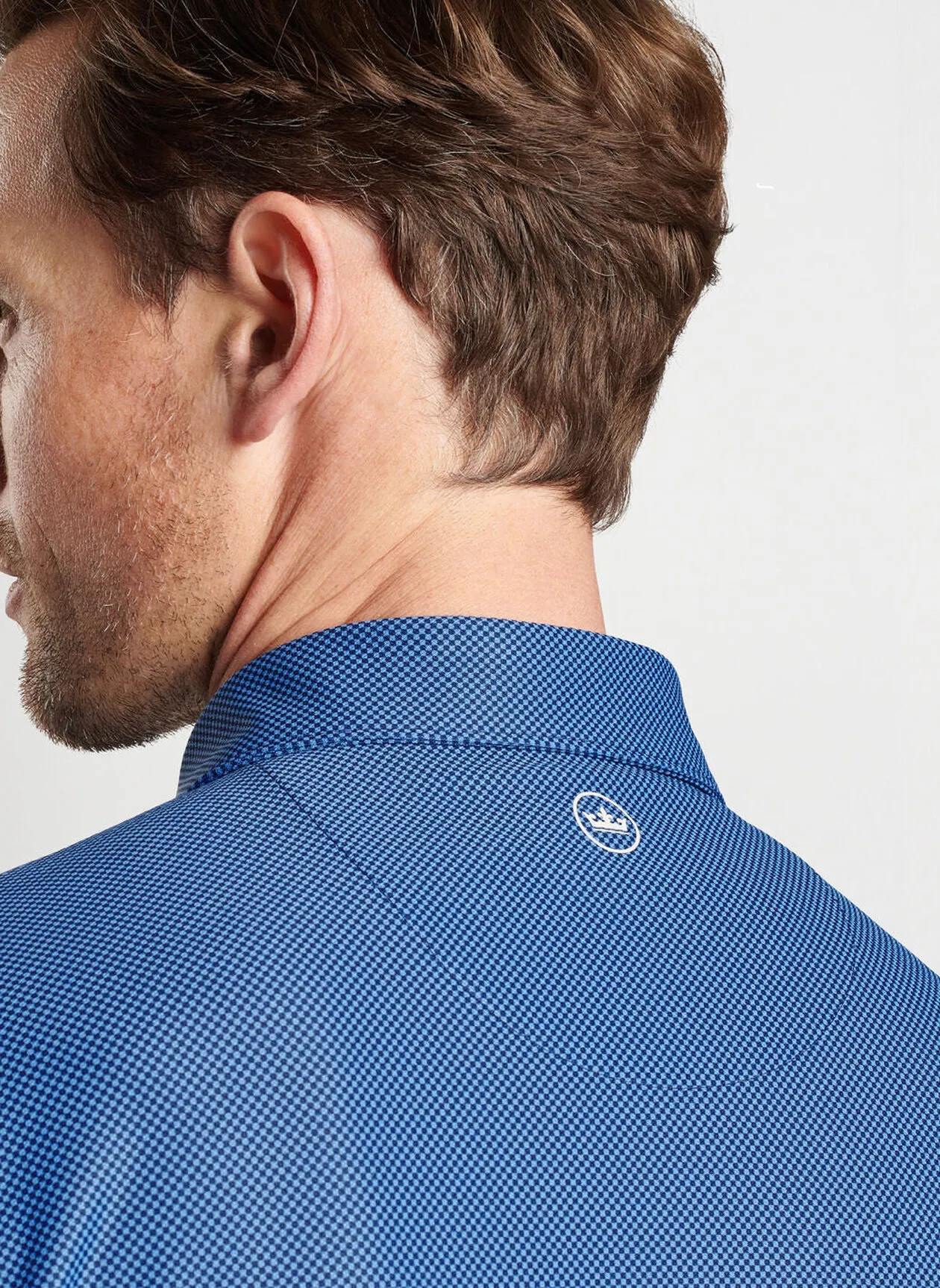 Peter Millar Mens Tailored Fit Checkers Performance Mesh Polo - NAVY