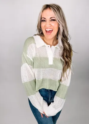 Pistachio Knit Collar Top