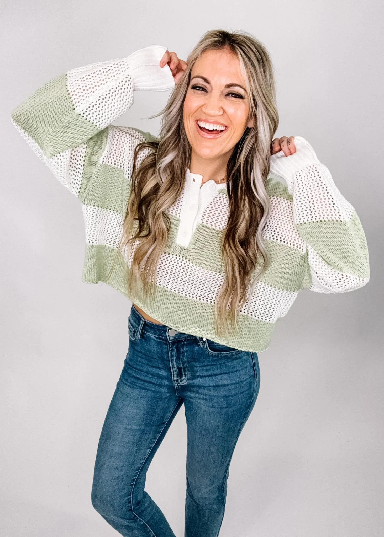 Pistachio Knit Collar Top