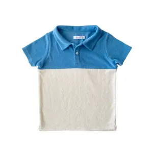 PLAY ETC TERRY FUN POLO BLUE/CREAM
