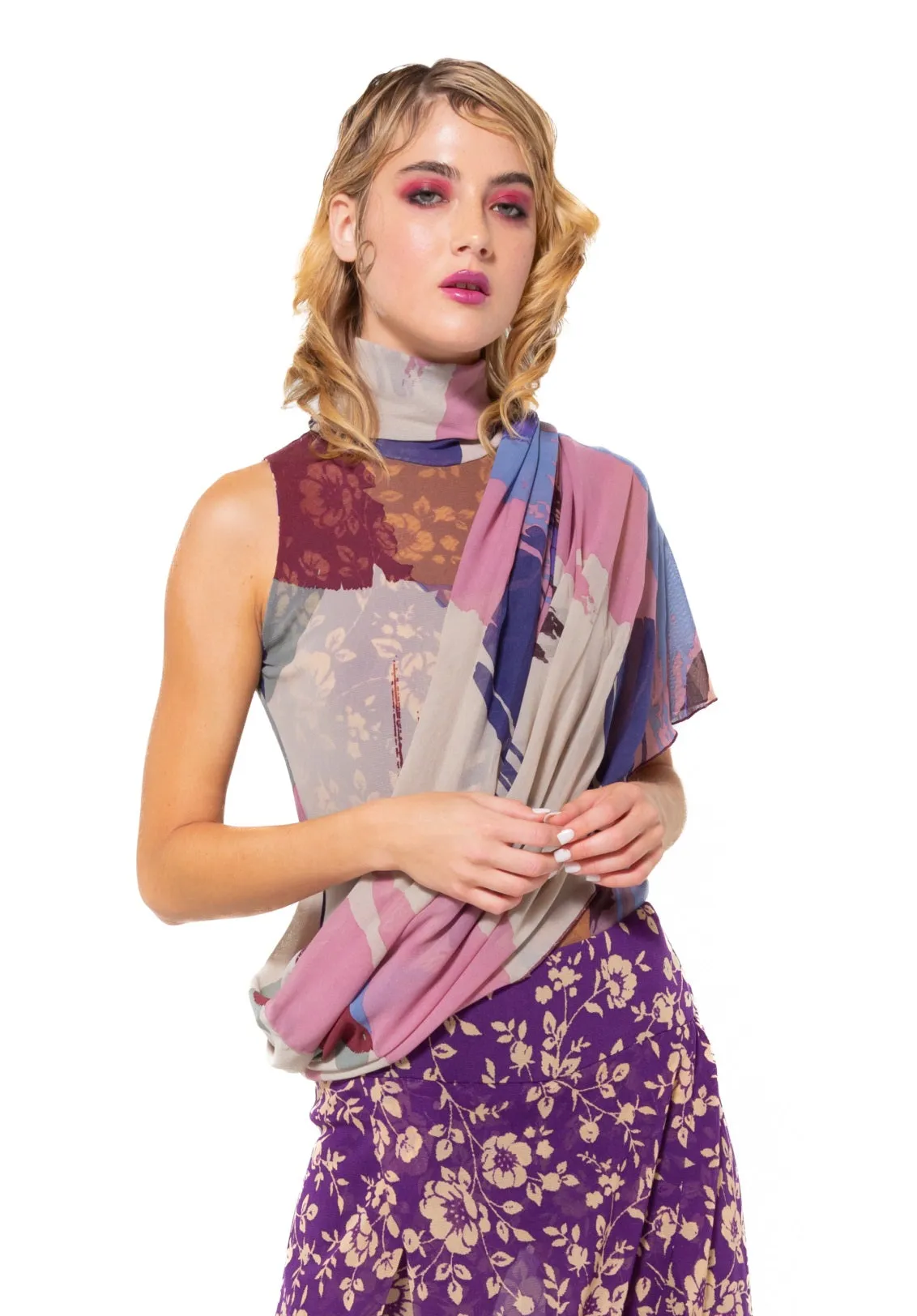 Purple Rain Reversible High Collar Top