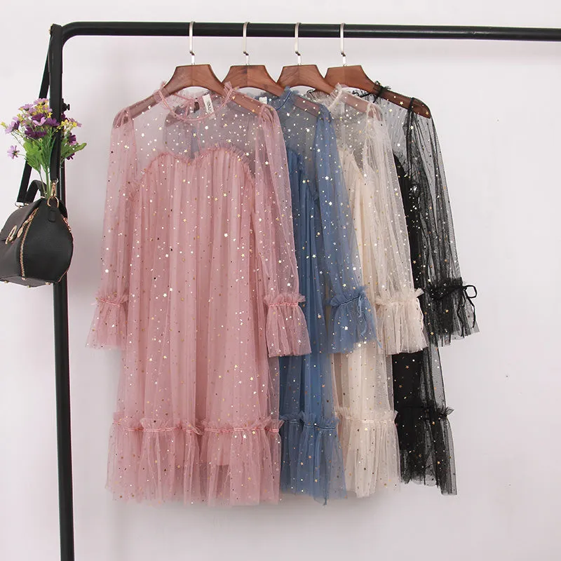 "4 COLORS FAIRY PAILLETTE LACE TULLE" DRESS K082301