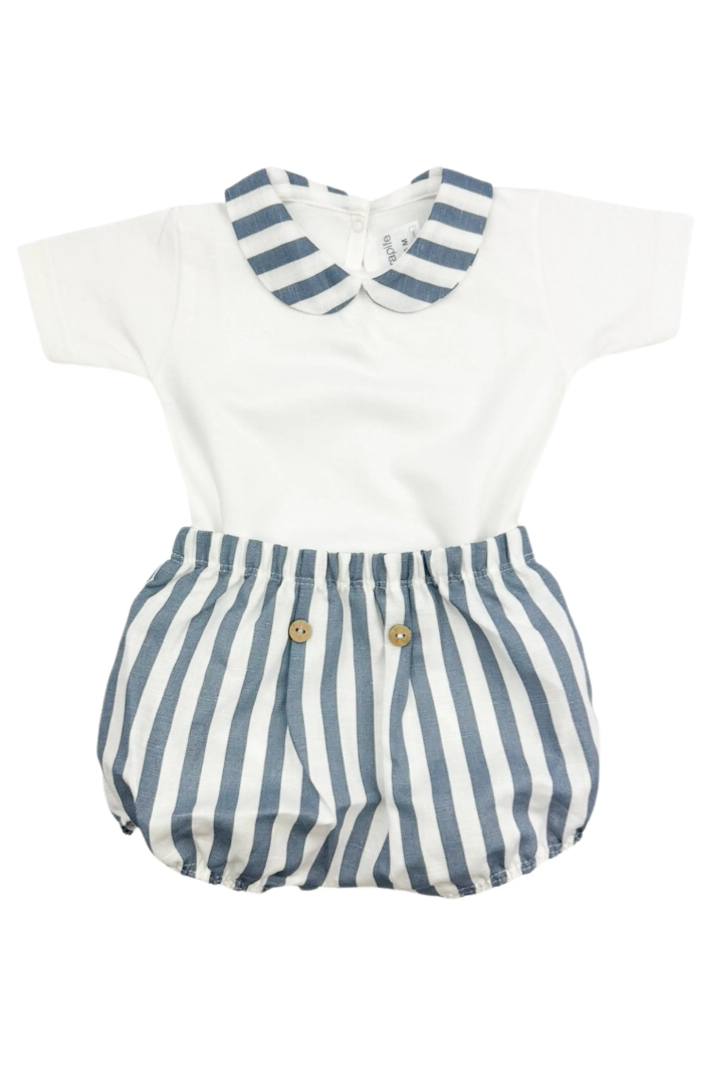 "Bran" Dusky Blue Stripe Bodysuit & Jam Pants