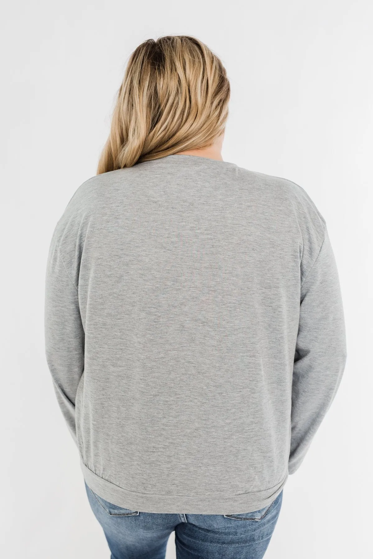 "USA" American Flag Graphic Pullover Top- Grey