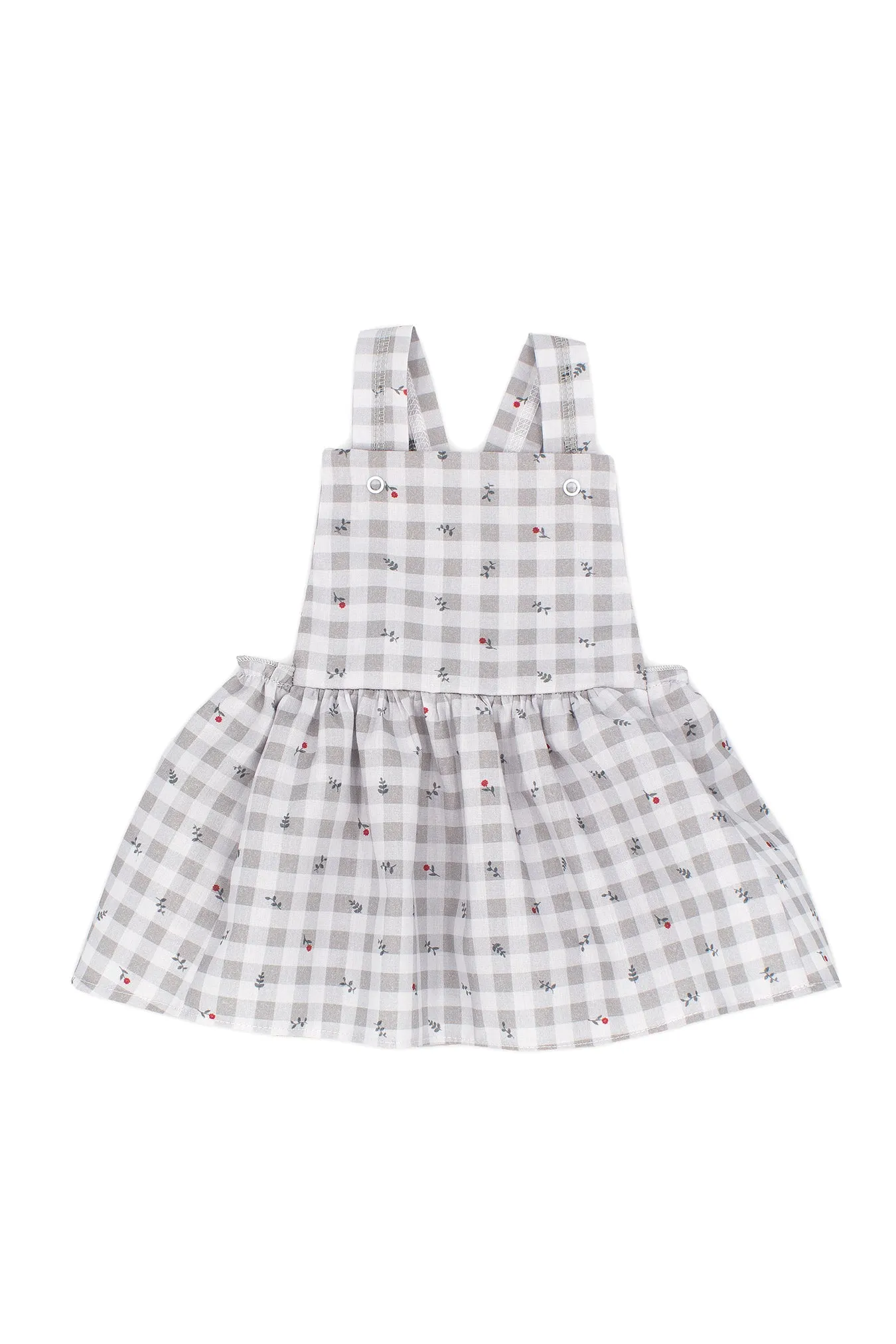 "Viviana" Grey Gingham Pinafore Dress