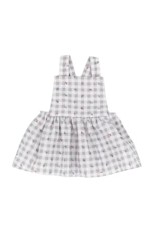 "Viviana" Grey Gingham Pinafore Dress