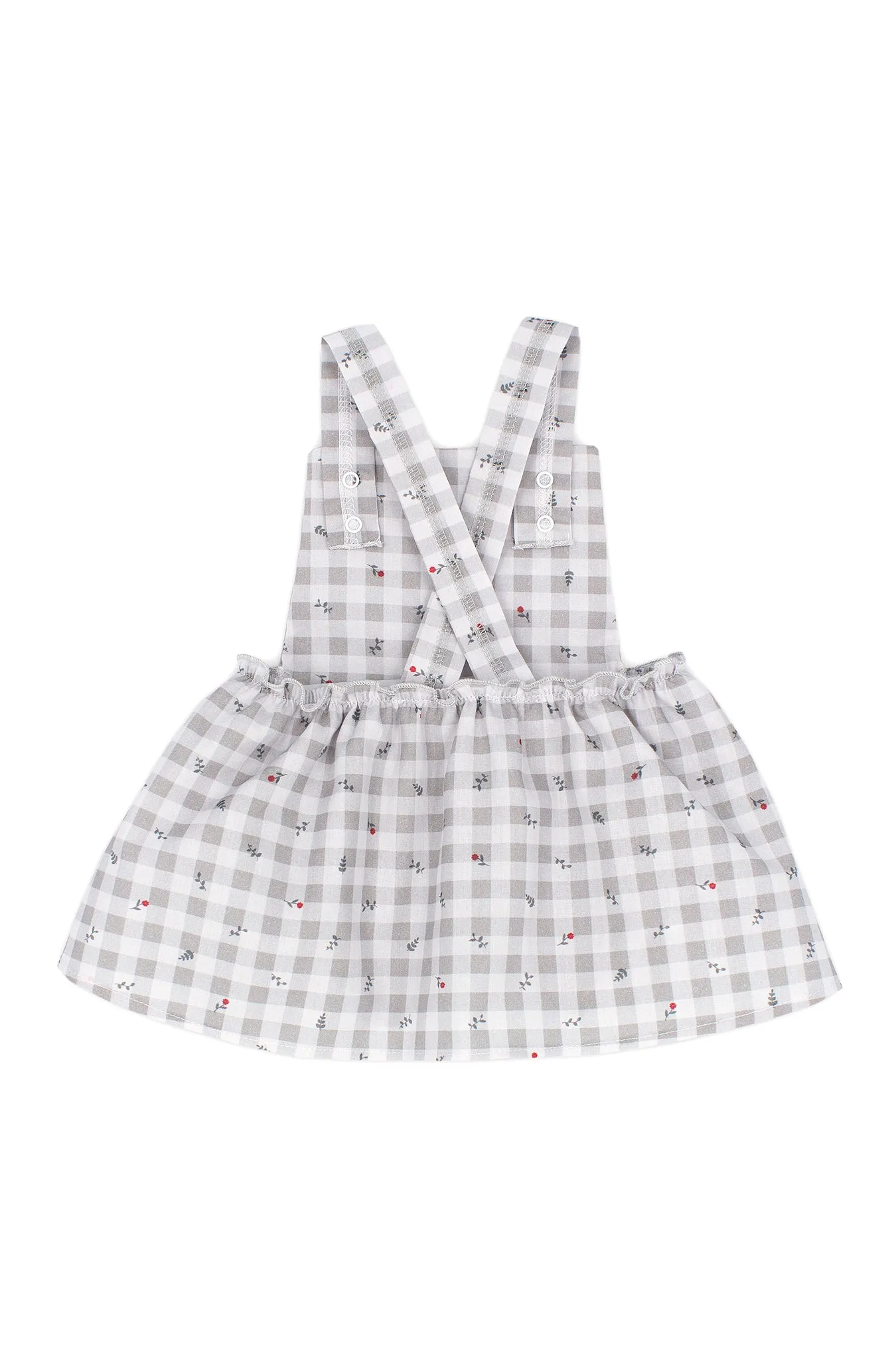 "Viviana" Grey Gingham Pinafore Dress