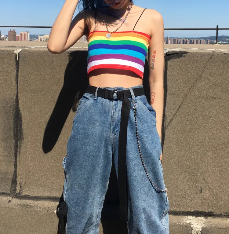Rainbow striped vest KF81153