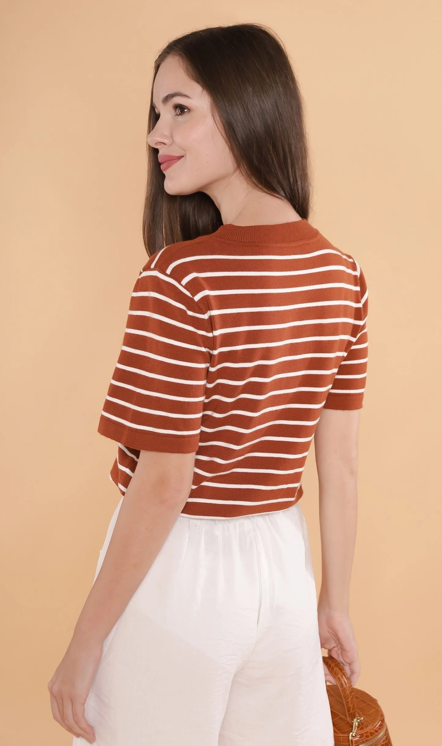RANYA Striped Tee (Russet)