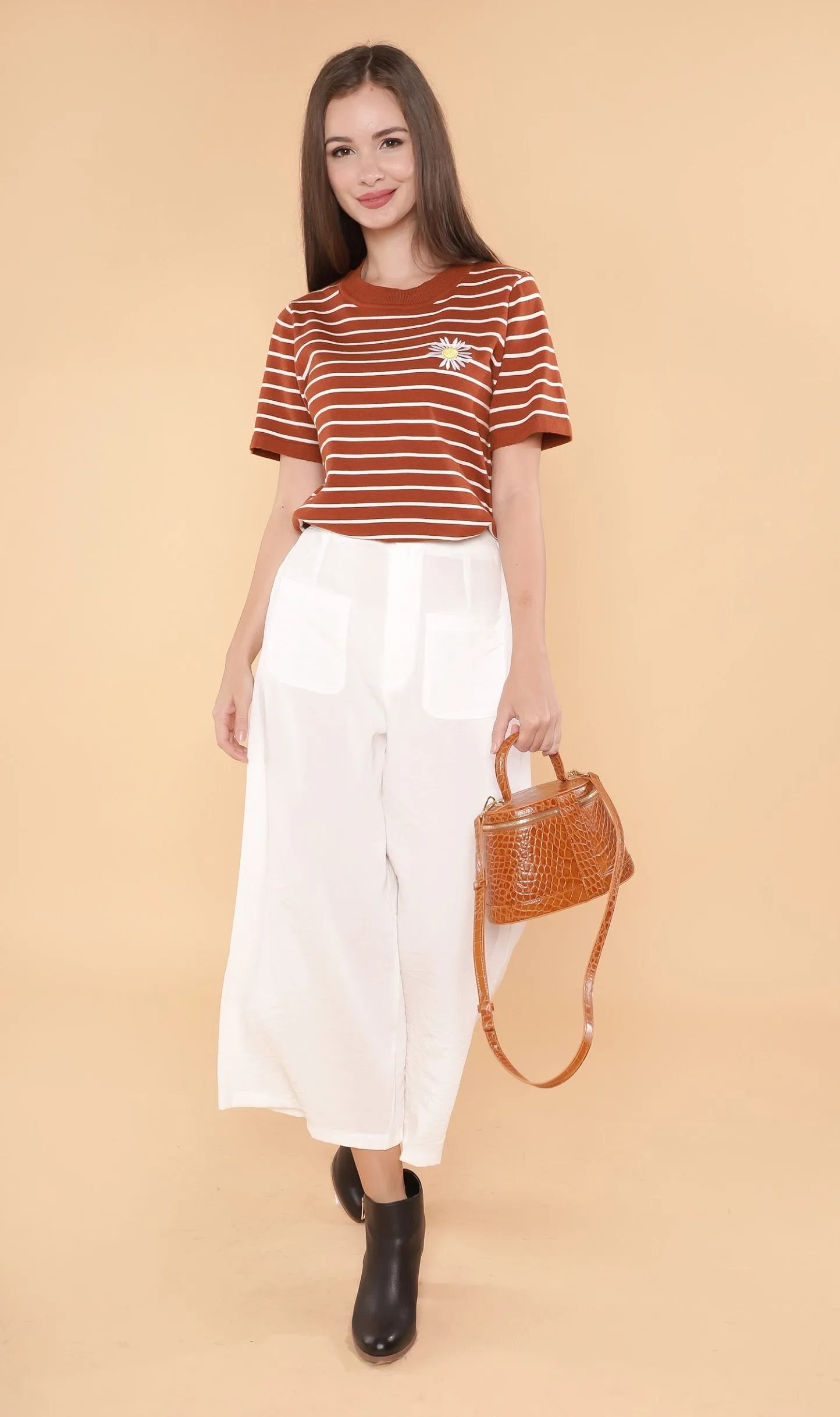 RANYA Striped Tee (Russet)