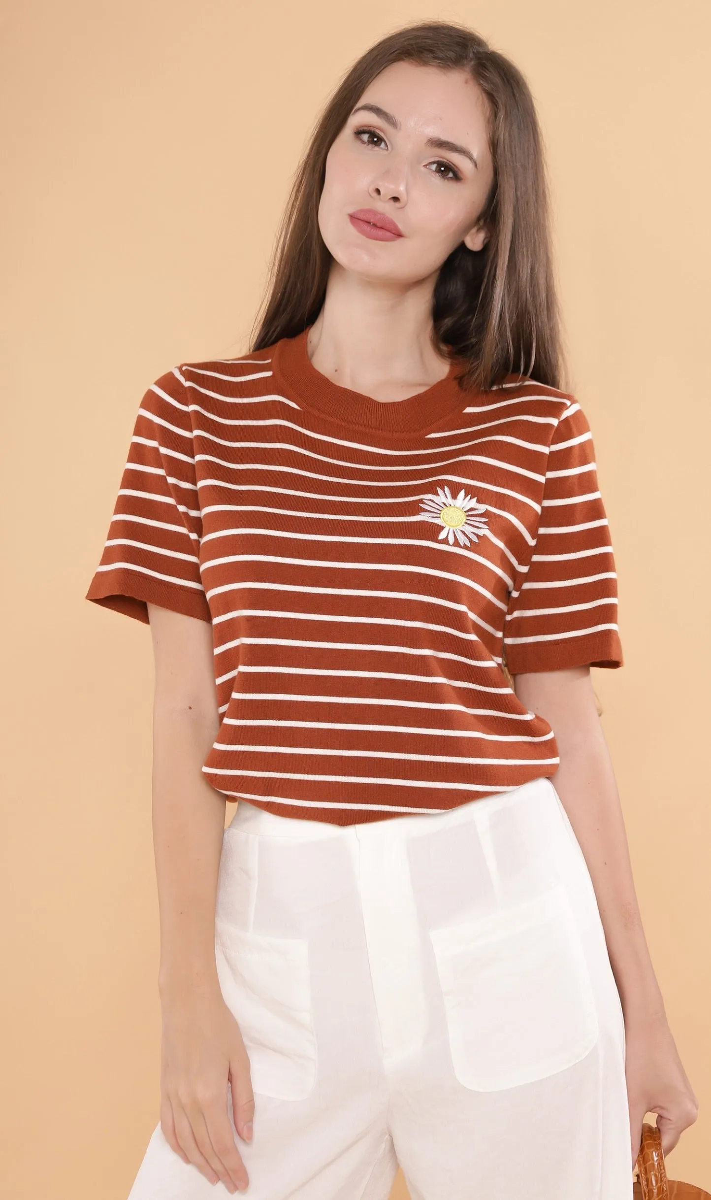 RANYA Striped Tee (Russet)
