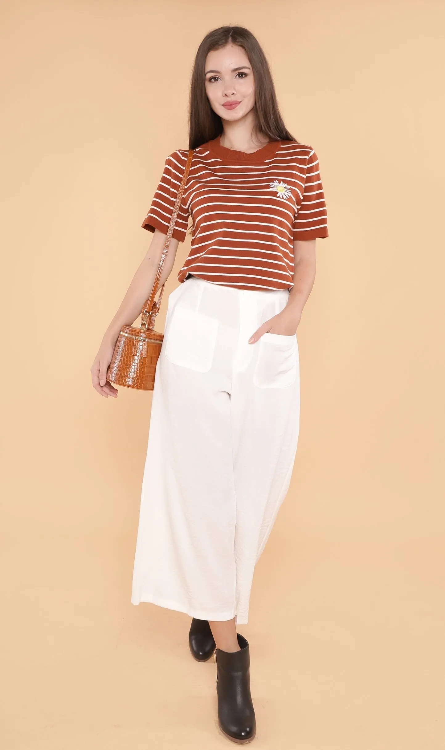 RANYA Striped Tee (Russet)