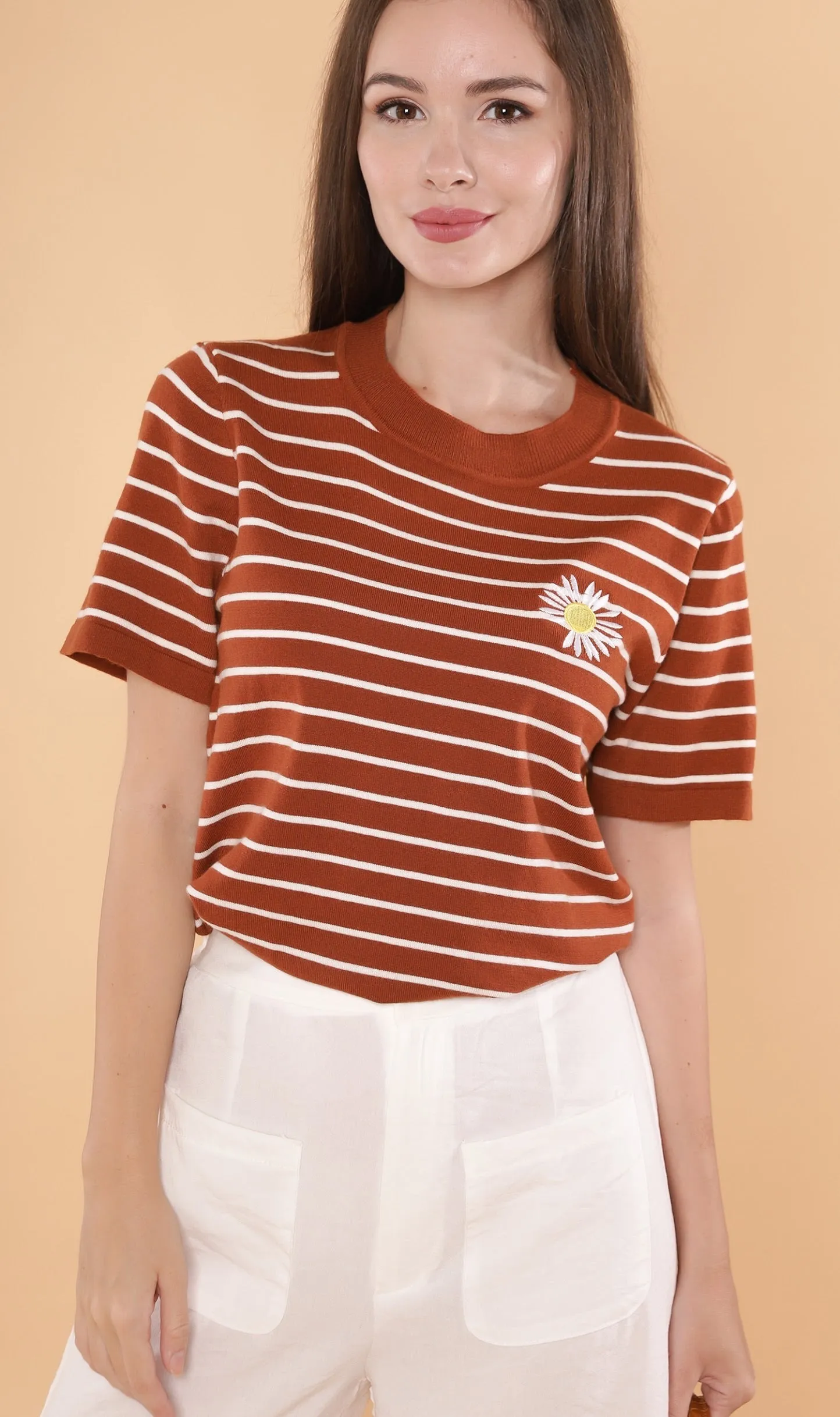 RANYA Striped Tee (Russet)