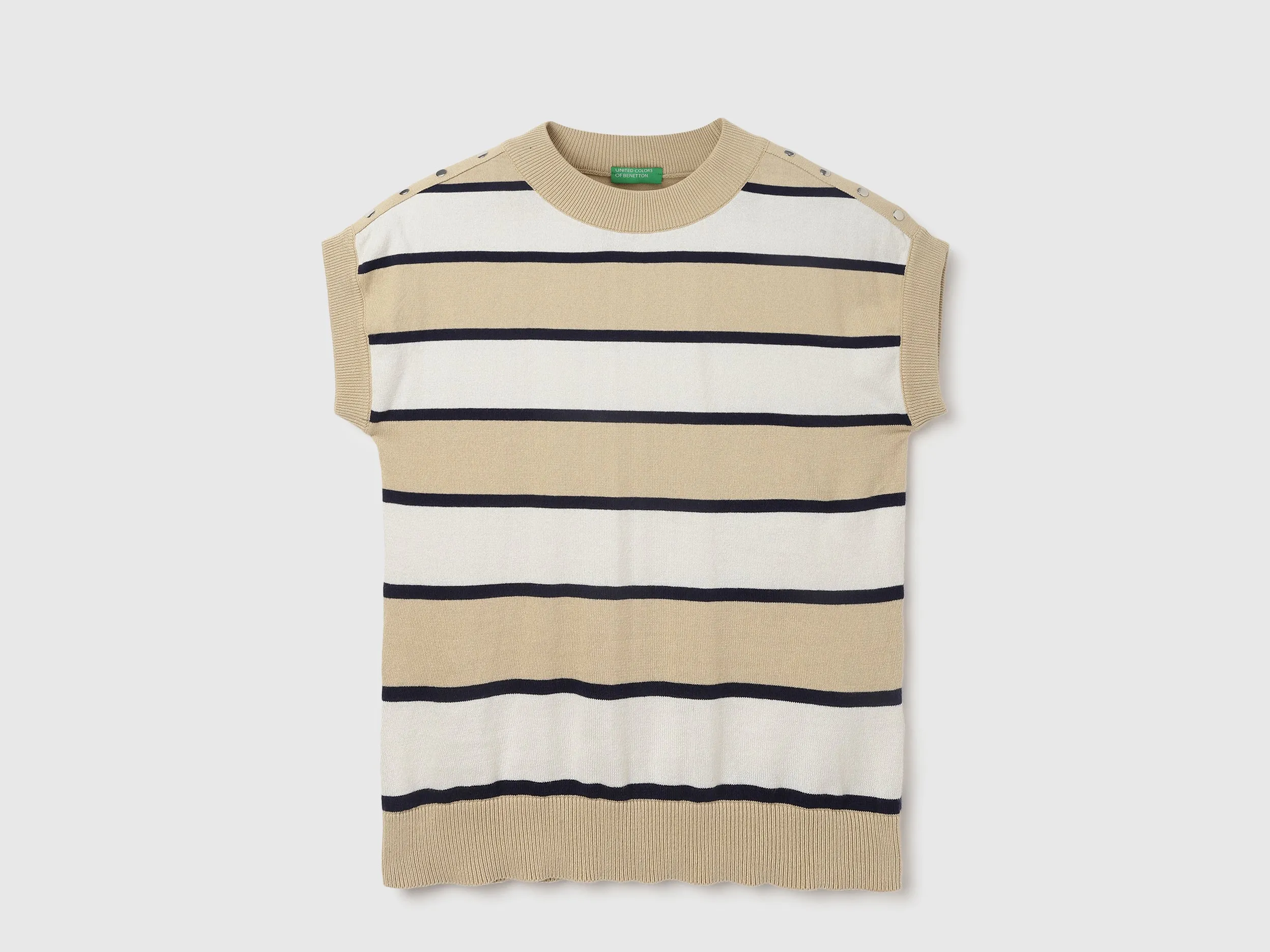 Regular Fit Round Neck Striped Tops