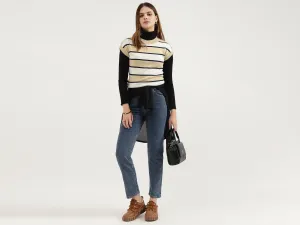 Regular Fit Round Neck Striped Tops