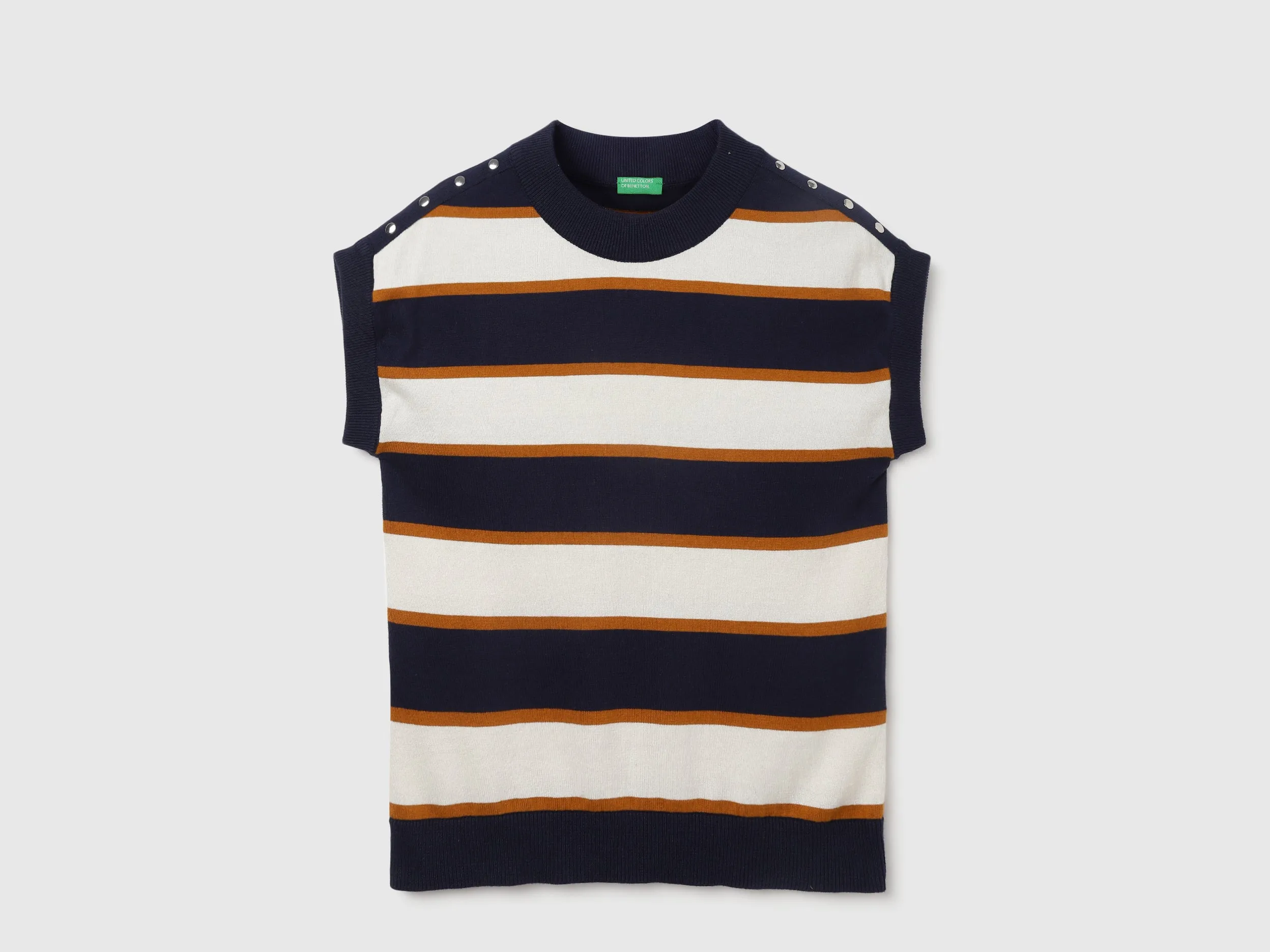 Regular Fit Round Neck Striped Tops