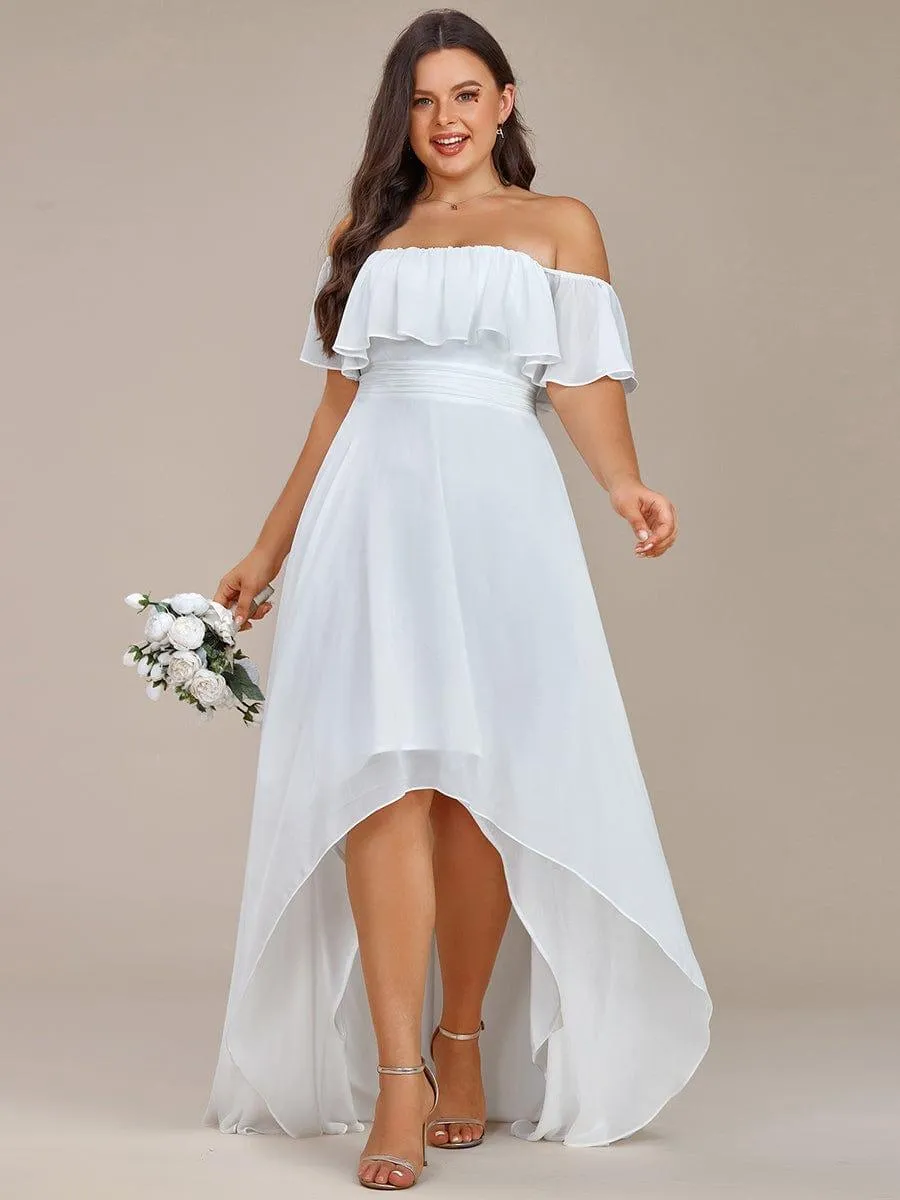 Robe demoiselle d'honneur fluide en mousseline épaules dénudées grande taille(Vente finale)