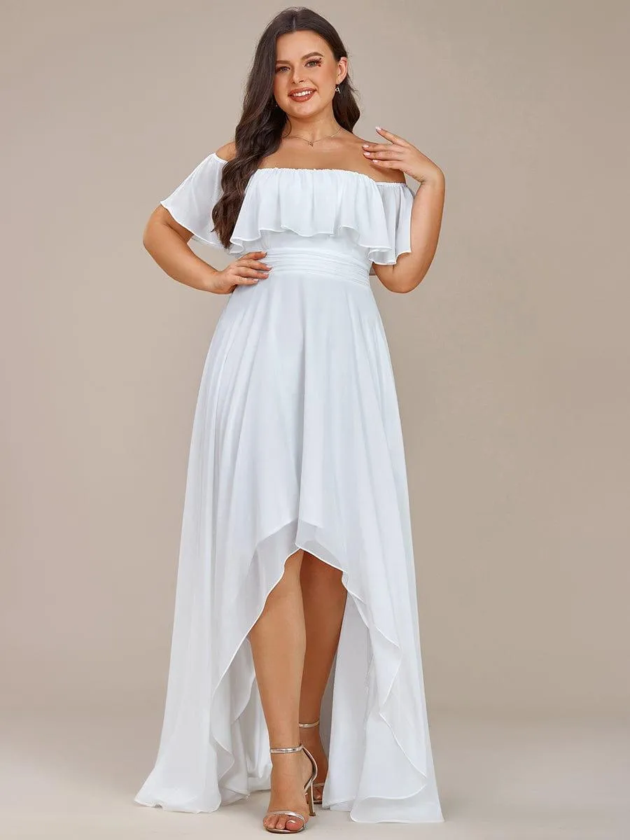 Robe demoiselle d'honneur fluide en mousseline épaules dénudées grande taille(Vente finale)