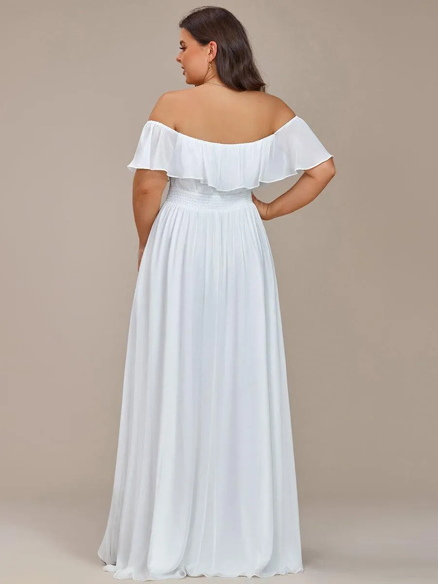 Robe demoiselle d'honneur fluide en mousseline épaules dénudées grande taille(Vente finale)