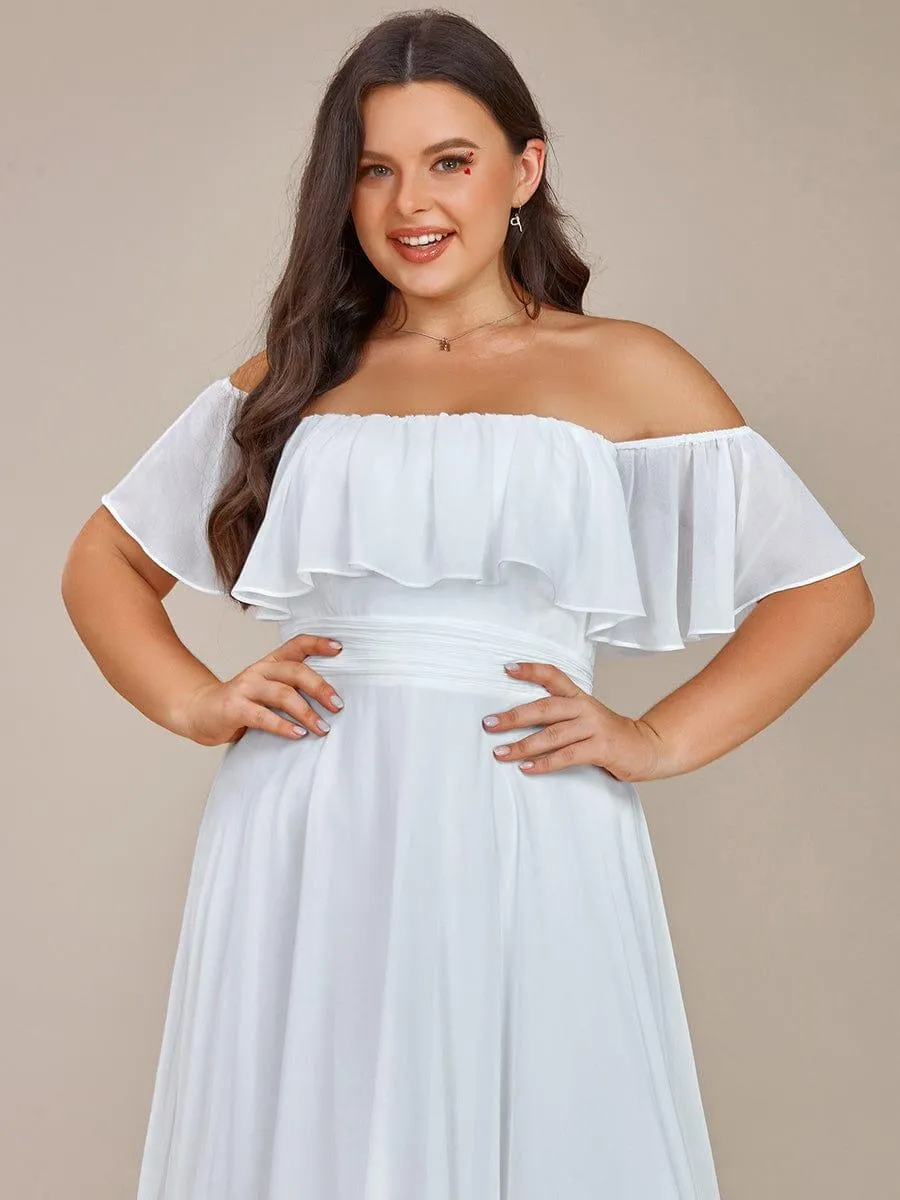 Robe demoiselle d'honneur fluide en mousseline épaules dénudées grande taille(Vente finale)