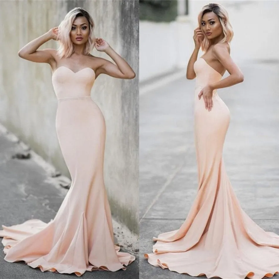 Roycebridal Simple Chiffon Bridesmaid Dresses Mermaid Sweetheart Neck Prom Dresses