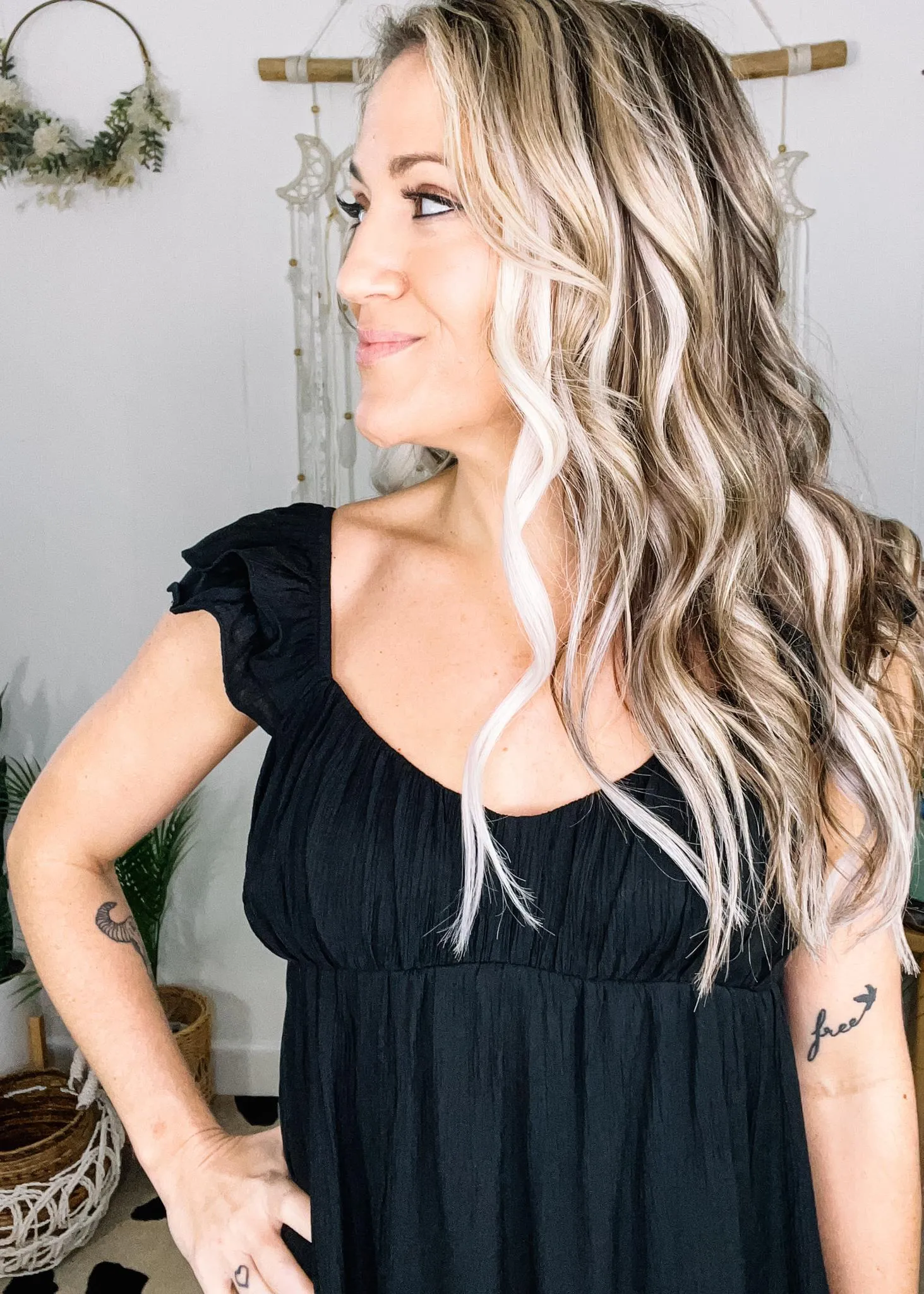 Ruched Ruffle Mini Dress