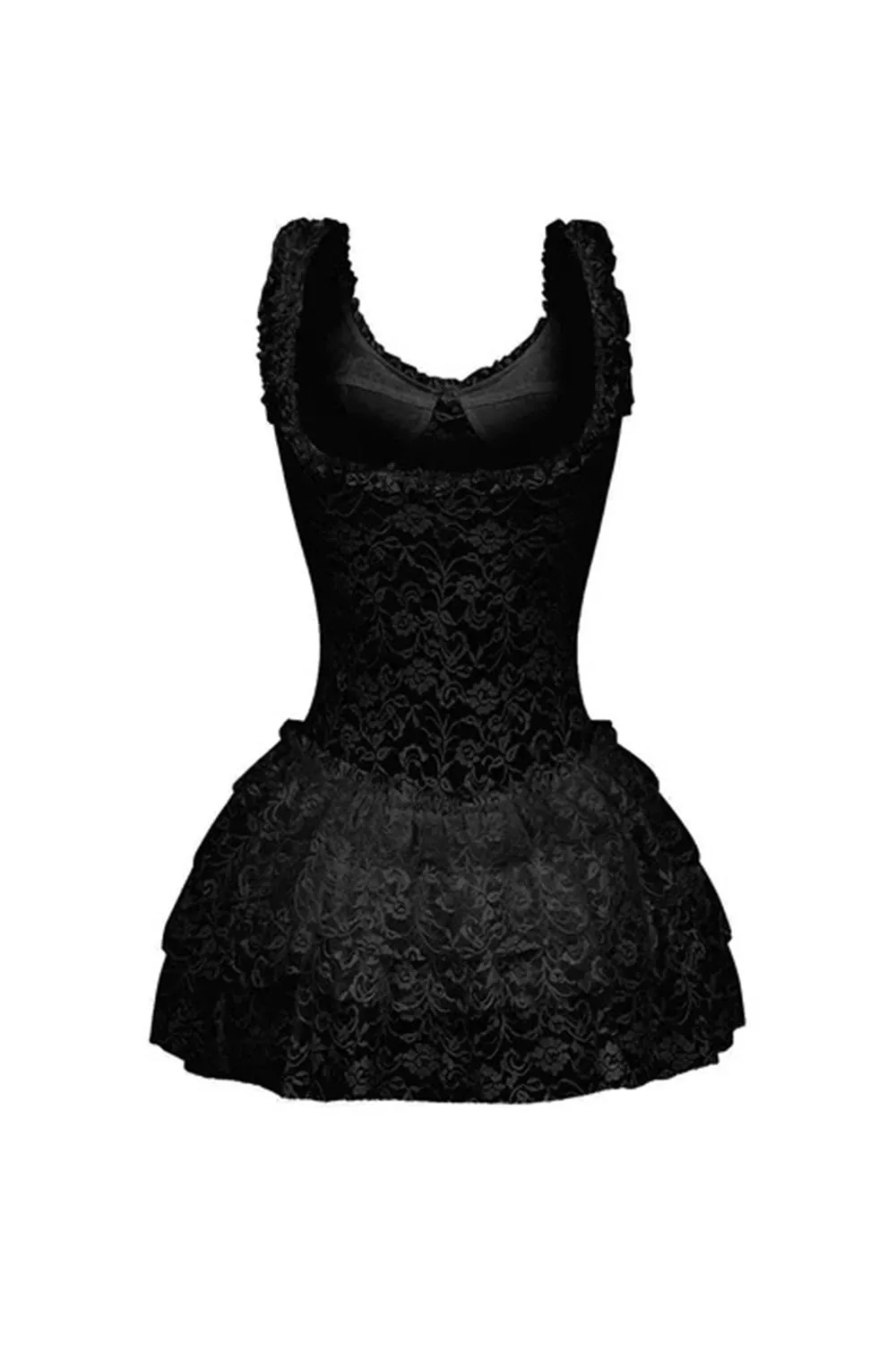 Ruffle Sleeveless Guipure Lace Patchwork Party Mini Dresses-White [Pre Order]