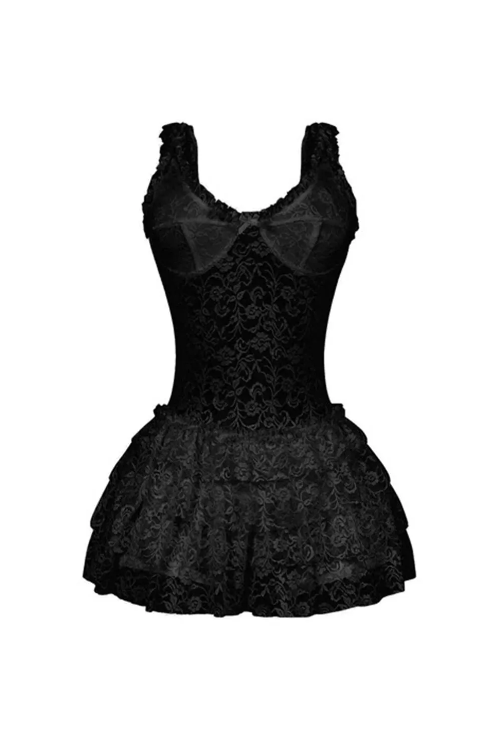 Ruffle Sleeveless Guipure Lace Patchwork Party Mini Dresses-White [Pre Order]