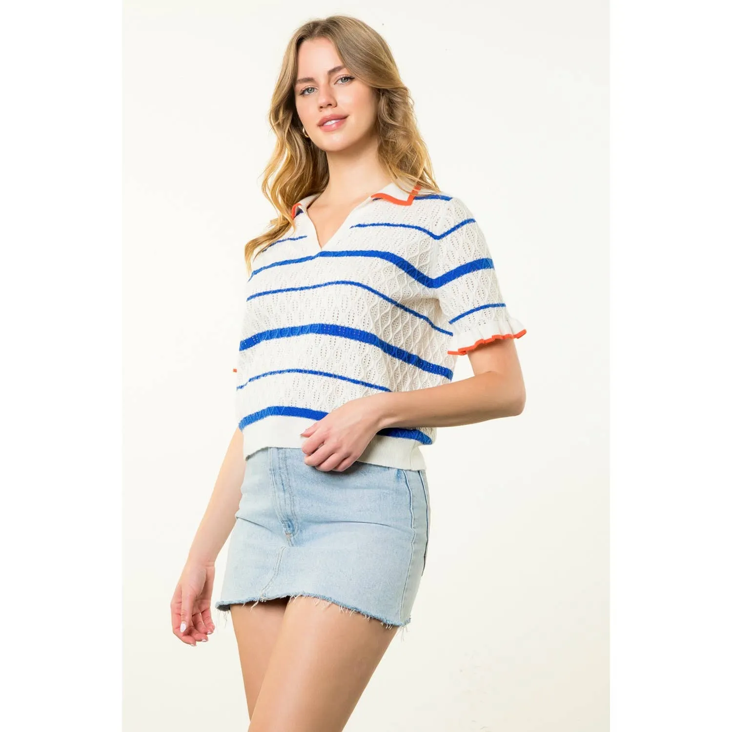 SALE Maggie Short Sleeve Textured Knit Top