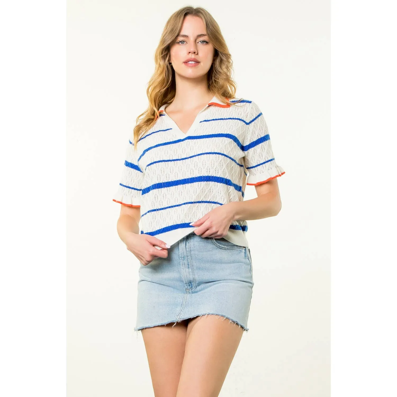 SALE Maggie Short Sleeve Textured Knit Top