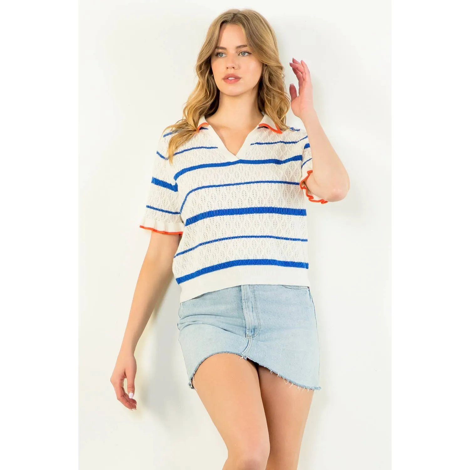 SALE Maggie Short Sleeve Textured Knit Top
