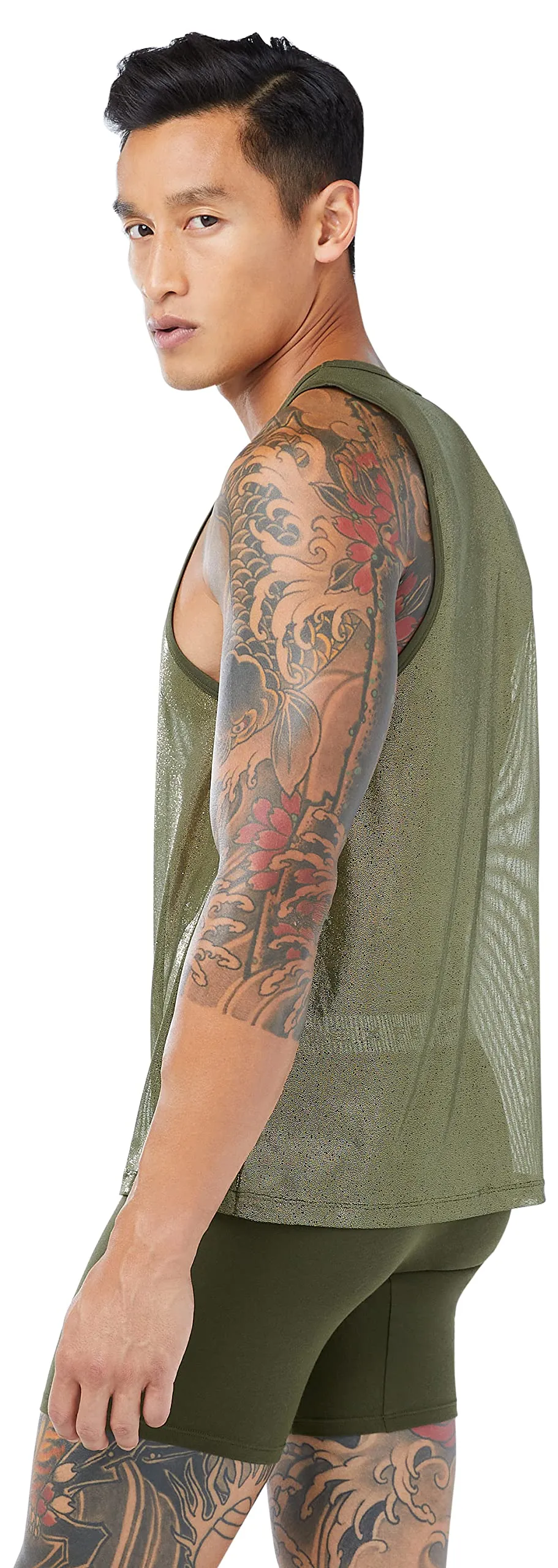 Savage X, Men's Going Platinum Mesh Tank, Deep Forest Green, L