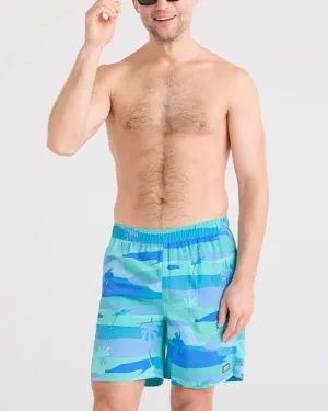 Saxx Mens Go Coastal Classic Volley 7" Swim Short - Bright Palms-Blue