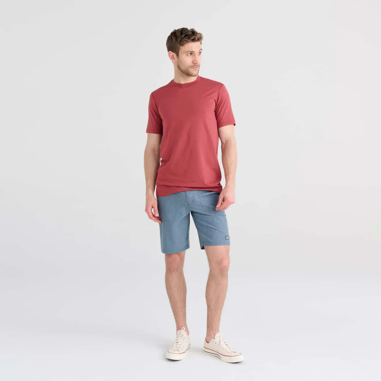 Saxx Mens Land To Sand 2N1 Hybrid 9" Short - Indian Teal Heather
