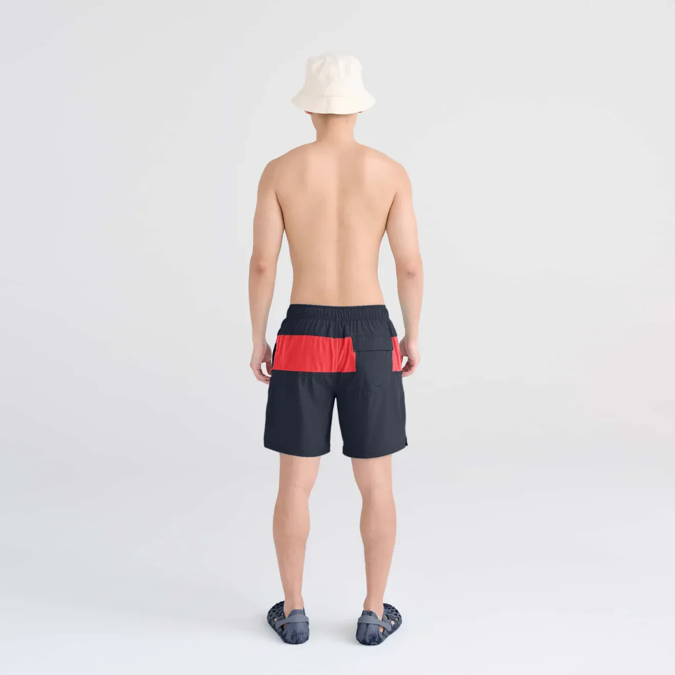 Saxx Mens Oh Buoy Stretch Volley 7" Swim Short - India Ink - Hibiscus