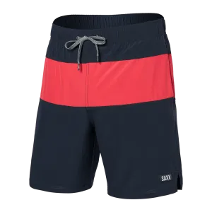 Saxx Mens Oh Buoy Stretch Volley 7" Swim Short - India Ink - Hibiscus