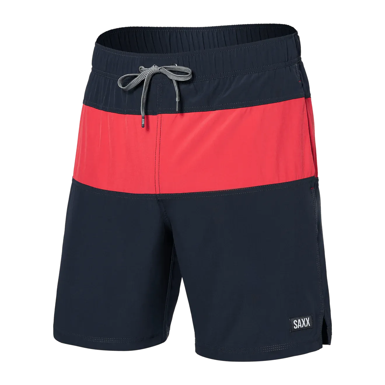 Saxx Mens Oh Buoy Stretch Volley 7" Swim Short - India Ink - Hibiscus