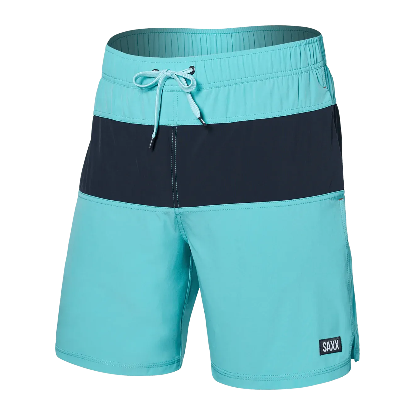 Saxx Mens Oh Buoy Stretch Volley 7" Swim Short - Turquoise - India Ink