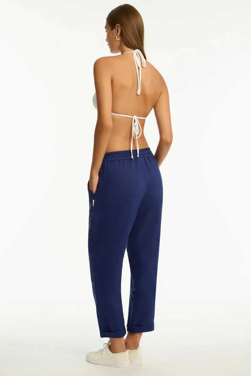 SEA LEVEL Tidal Linen Beachcomber Pant in Navy