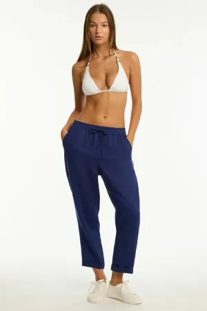 SEA LEVEL Tidal Linen Beachcomber Pant in Navy