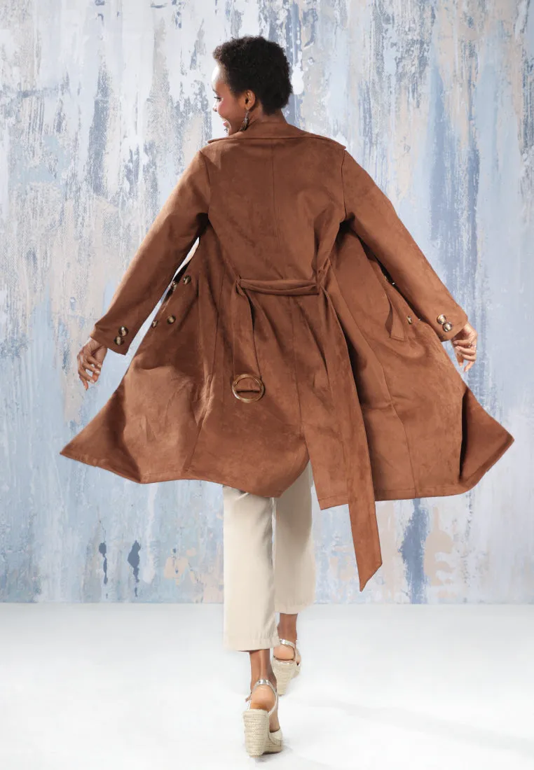 self style suede long jacket