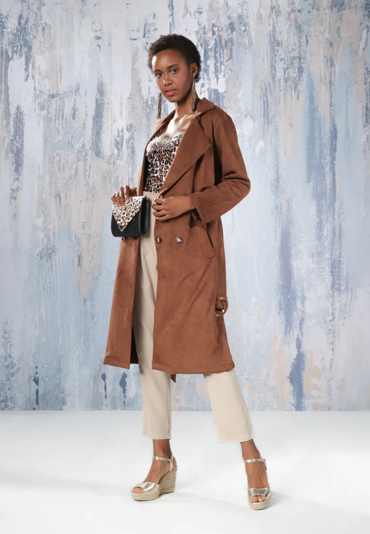 self style suede long jacket