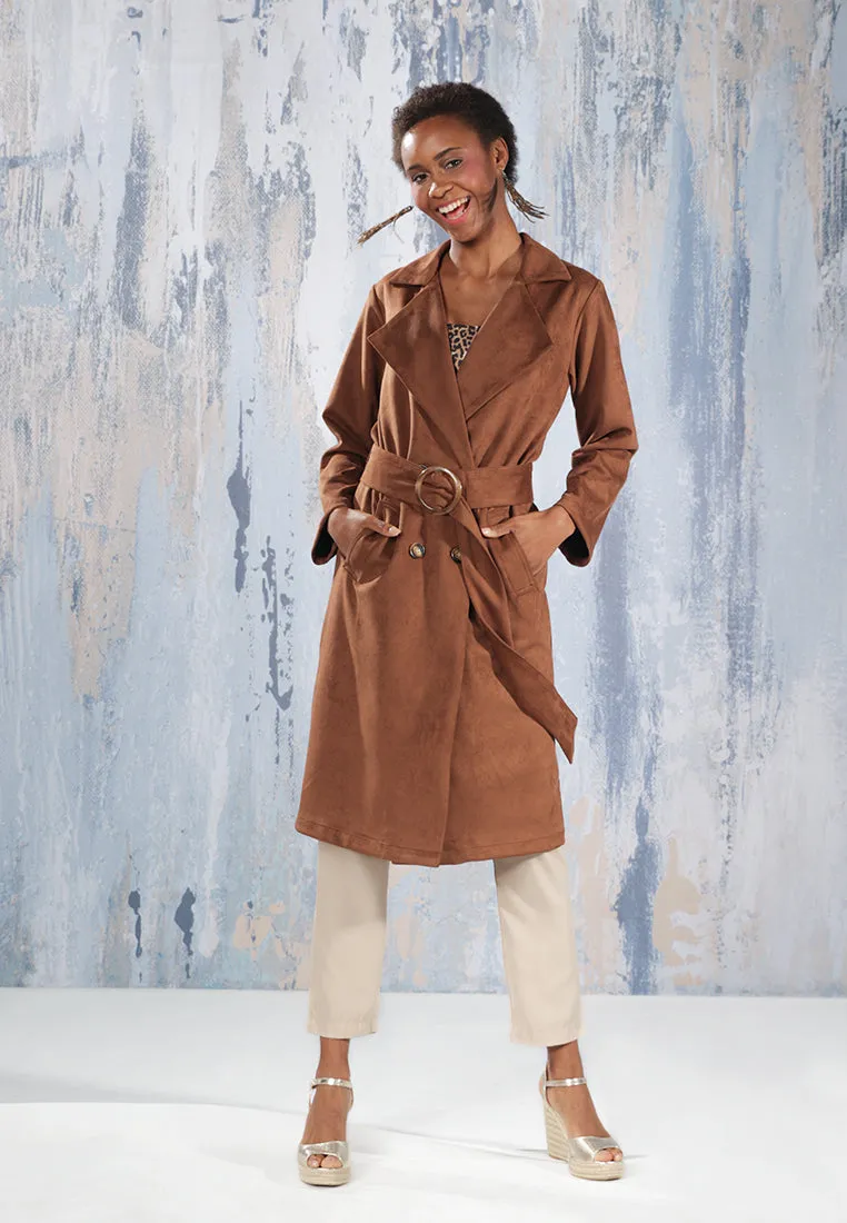 self style suede long jacket