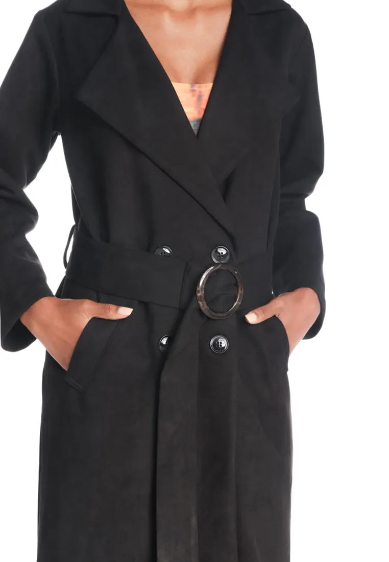 self style suede long jacket