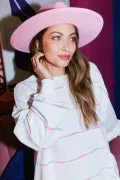 Sequined Multi Color Striped Sweatshirt
