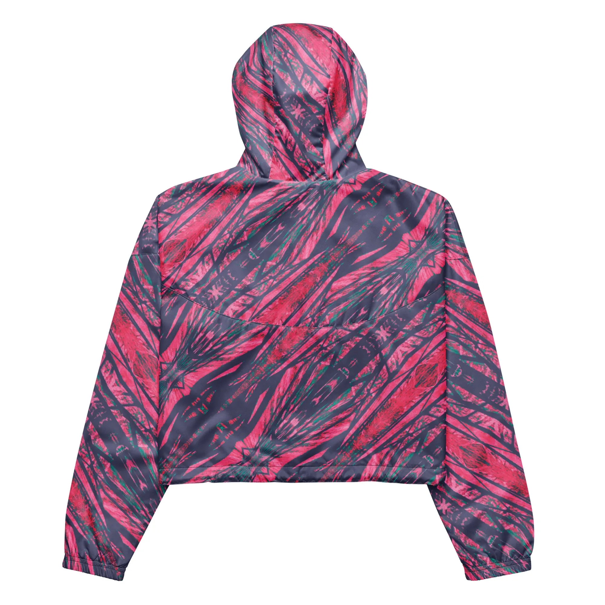 Shadows Gray On Pink Women’s Cropped Windbreaker