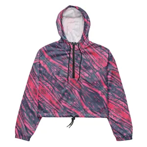 Shadows Gray On Pink Women’s Cropped Windbreaker