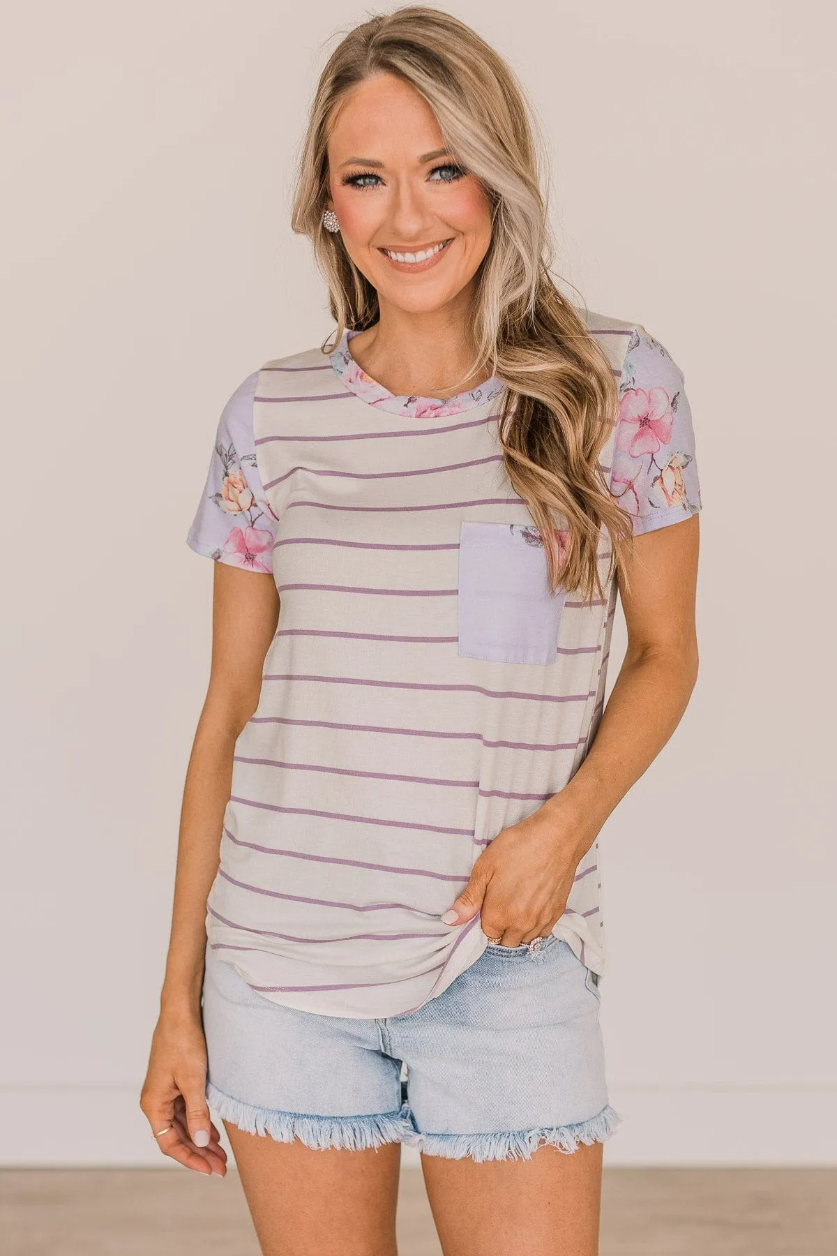 Shaking Things Up Striped Knit Top- Ivory & Lavender