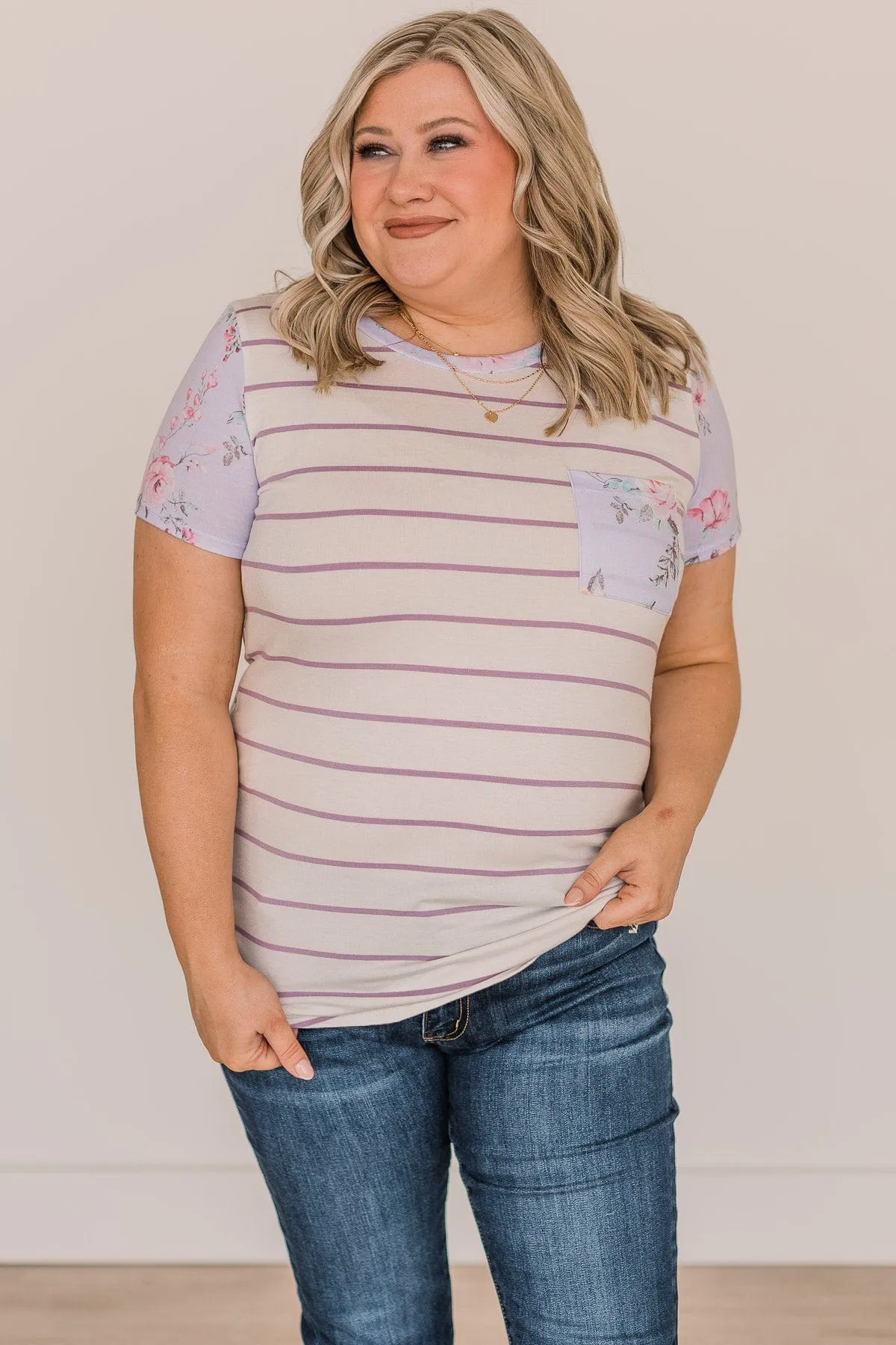 Shaking Things Up Striped Knit Top- Ivory & Lavender