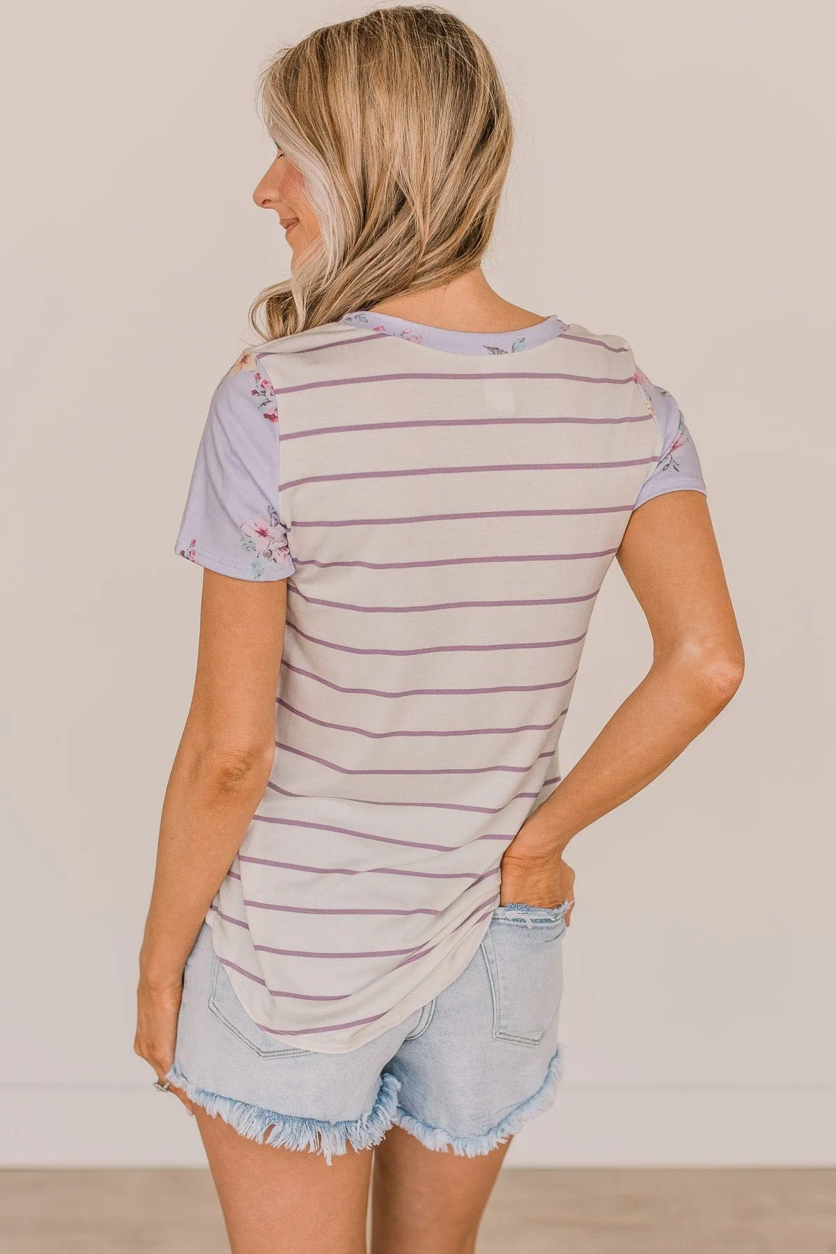 Shaking Things Up Striped Knit Top- Ivory & Lavender